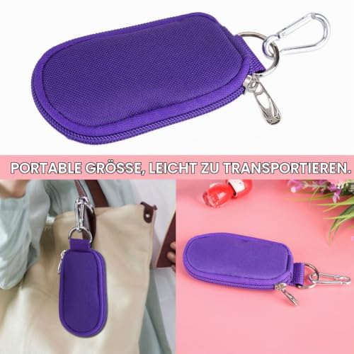 Mini Essential Oil Carry Bag Key Chain Style 10 Compartments Essential Oil 2ml 3ml Storage Bag for Home and Travel ('Purple) Purple
