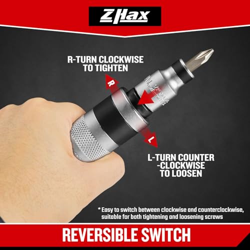 ZHAX 1/2" Hand Impact Driver Set, 15-Piece Reversible Impact Screwdriver with CR-V Steel Bits, for Stripped Screws & Rusted Bolts, Includes Slotted, Phillips & Hex Bits, Storage Case