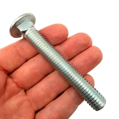1/2"-13 x 3-1/2" Grade 8 Carriage Bolts (10-Pack) – Heavy-Duty Coarse Thread Bolts – Round Head Square Neck SAE J429 3.5" Clear Zinc Trivalent Finish 1/2" x 3-1/2" Bolts Only 10
