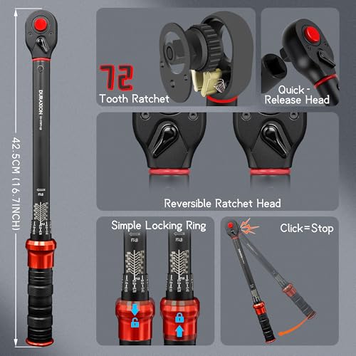 1/2-Inch Drive Torque Wrench 10-170ft.lb/13.6-230.5Nm 1/2" DR.『10-170 FT.LB』
