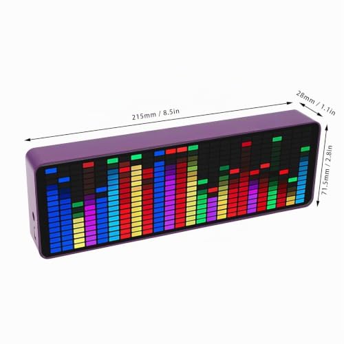 Music Spectrum Display, 384 LED Audio Spectrum Analyzer with Clock, 20 Dynamic 7-Color Music Spectrum Pickup Analyzer with 1624 Segment Rhythm Light Level Voice Sensor, for Audio