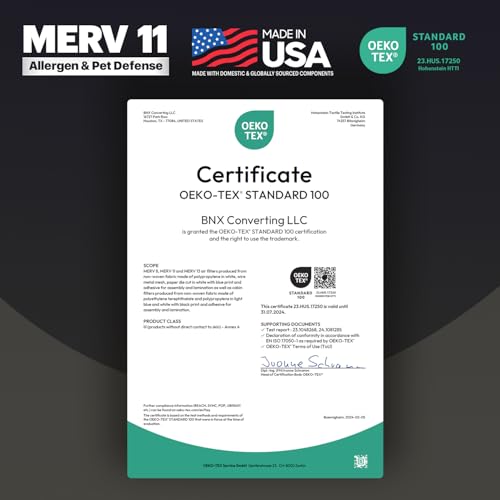 BNX TruFilter 20x20x5 (19.88’’ x 19.88’’ x 4.38‘’ Honeywell Compatible 4”) MERV 11 Air Filter (2-Pack) - MADE IN USA - HVAC AC Furnace Filters Health, Allergies, Mold, Bacteria, Smoke, MPR 1200 FPR 7 20x20x5 2-Pack (Honeywell Compatible)