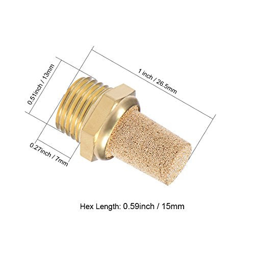 uxcell 1/4 PT Sintered Bronze Exhaust Muffler with Brass Body Protruding 2pcs