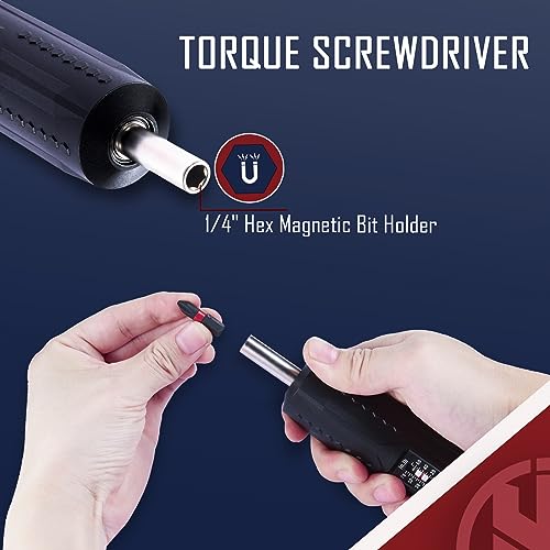KNINE OUTDOORS Torque Screwdriver Wrench Driver Set 10-70 Inch Pounds lbs for Maintenance with T-bar Handle, 40 Hex Bits, 1/4" Socket, Shaft Extension, For Tools, Bike Repairing and Mounting, Black