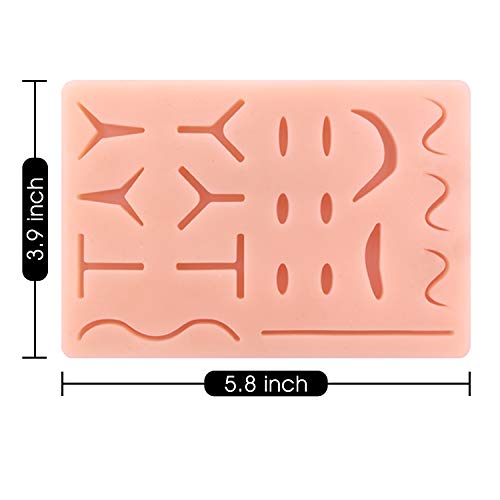 Medarchitect Improved Seam Exercise Pad Reusable Silicone Skin Model for Medical Training with 19 Pre-Cut Wounds for Medical Practice Suture Training Course for Students