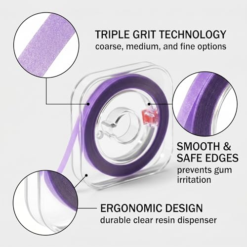 Set of 3 Teeth Sandpaper Set, Tooth Spacing Polishing Strips and Flossing Band, Fine Grit Teeth Cleaning Tool for Daily Oral Care and Teeth Whitening