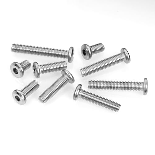 Mywish 30Pcs M8 x 12mm Flat Head M8x1.25 Bolt Hex Socket Cap Screws Bolts & M8 x 12mm 20Set Flat Head Hex Socket Cap Screws Bolts with Barrel Nuts, 304 Stainless Steel Furniture Bolts Full Thread