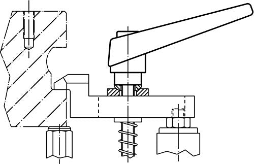 HALDER 24400.0391 Adjustable Clamping Lever, d1 = 18 mm / d2 = M8 / L1 = 63 mm, Orange d1 = 18 mm / d2 = M8 / l1 = 63 mm