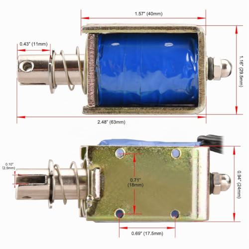Hechen Solenoid Electromagnet, HS-1040B, DC12V 1.6A 25N, 10mm Hub, Push-Pull Door Lock with Open Frame