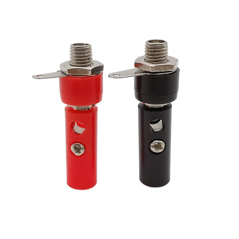 10Pair Silver 4mm Banana Plug Male and Female 4mm Banana Jack Panel Mount Banana Socket Terminal Connector Adapter Red Black (5Red5Black) 5Red5Black