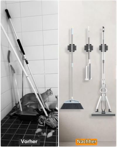 Pack of 10 Stainless Steel Mop Holder, Broom Holder Wall, Broom Holder, Tool Holder, Wall Mount, Stainless Steel Wall Mount, Garden Tool Holder, (20 Screws), for Kitchen, Home, Bathroom