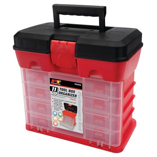 Performance Tool W54042 Plastic Storage Rack Tool Box with 4 Bins Plastic Tool/Storage Bin