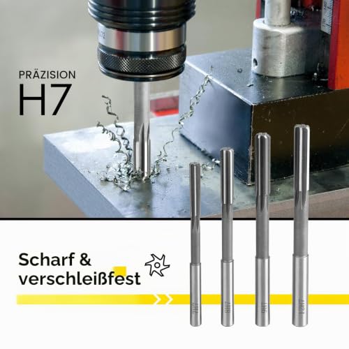 Swawis 10 pieces H7 3-12 mm straight shaft HSS reamer set | Machine reamer for wood and metalworking to improve accuracy in drilling processing H7 3-12 Mm, 10 Pieces