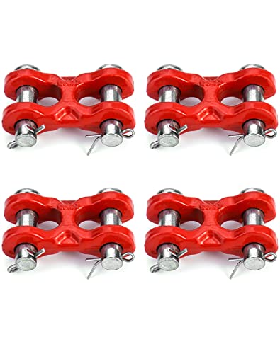 QWORK 3/8 Inches Twin Clevis Safety Chain Repair Links, 4 Pack Trailer Tie Down Links, Industrial Grade Heavy Duty Material - 6,600 LBS. Capacity 6600lbs