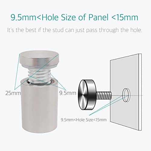 1 x 1-5/8 Inch Standoff Hardware for Plexiglass - Lantee 12 Pcs Stainless Steel Glass Sign Standoff Mounts Screws 25x40mm