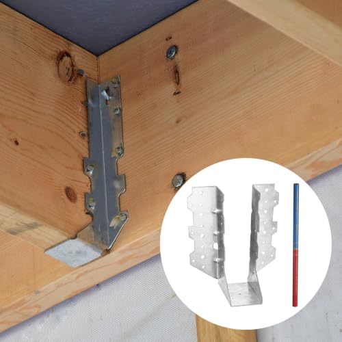 uxcell 4 Pcs Joist Hanger, 2"x6" Galvanized Steel Double Shear Face Mount Joist Hanger Brackets for Rafter, Wood Construction, Connector for Roof, Deck, Ceiling Joists, 1.57" Inner Width