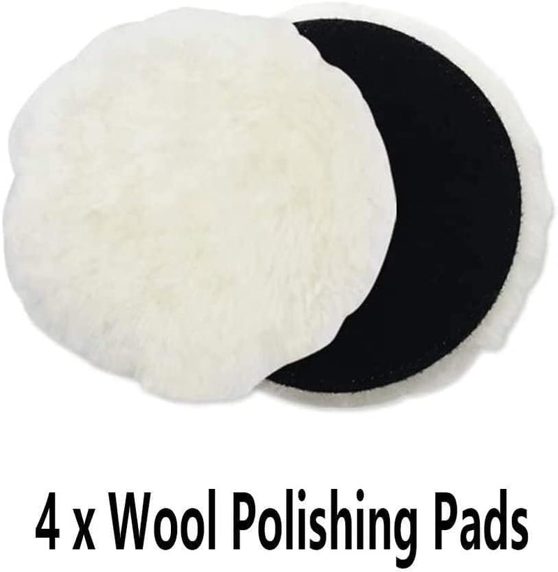 6 Pcs 6 Inch Wool Polishing Buffing Pad Polishing Buffing Wheel for Drill Buffer Attachment with M14 Drill Adapter 6 Pcs 6 Inch