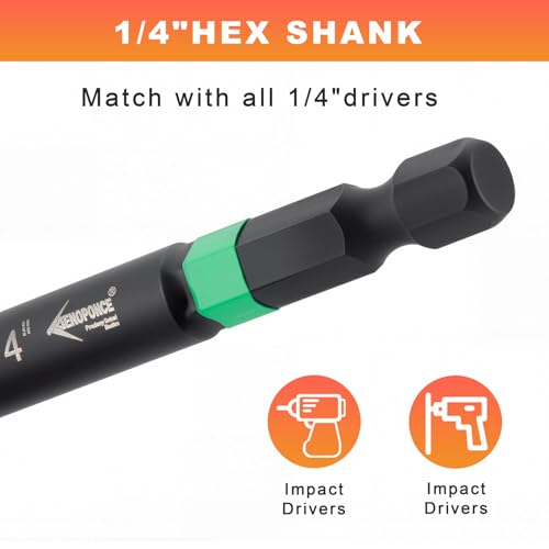 AEROFORCE 41 PCS Magnetic Nut Driver Set, Impact Drill Driver Bit 1/4" Hex Shank, SAE & Metric Cr-V Steel Power Nut Drivers with Quick-release Extensions, Impact Socket Adapters, Bit Holder 41PCS Magnetic Nut Driver Set