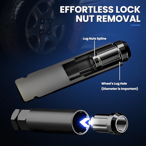8PCS Spline Lug Nut Socket Set, CR-MO Universal Wheel Lock Removal Tool & Master Key Kit for Automotive Locking Lug Nuts, 5/6/7/12 Spline 8PCS Spline Lug Nut Socket Set