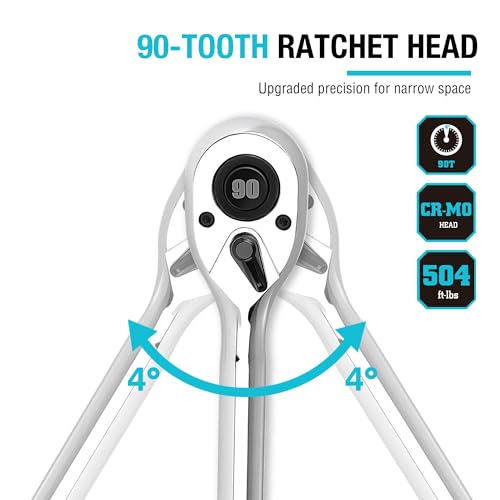 DURATECH 1/2-Inch Extendable Ratchet, 90-Tooth Quick-release Ratchet Wrench 1/2"