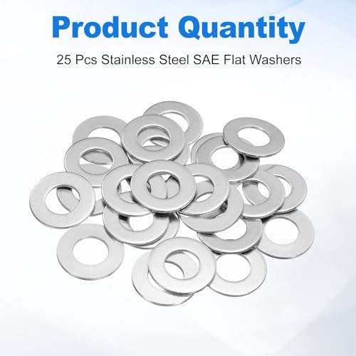 uxcell 25Pcs SAE 5/8" Flat Washer 304 Stainless Steel Flat Washer Fastener 5/8"