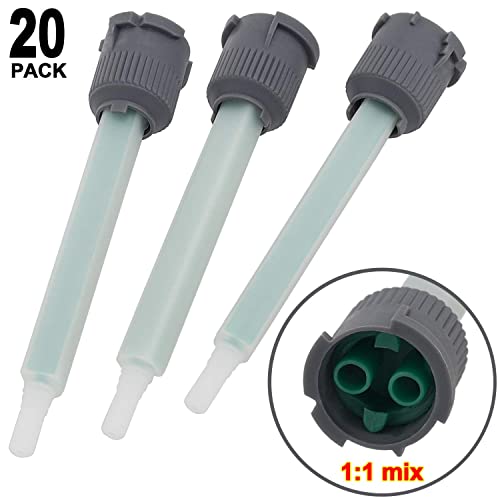 PAGOW 20 Pcs Epoxy Mixing Nozzle Tip, Resin Mixer Adhesive Gun Nozzles for Mix, Gun Applicatior for 50ml/1.7oz AB Glue Cartridge Glue Gun(1:1Ratio)