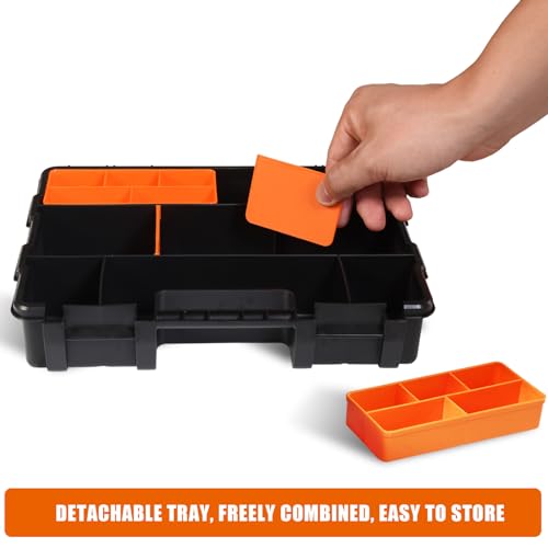 TCE Tool Boxes Parts Organizer,Versatile And Durable Storage Toolbox For Bolts, Screws, Nails, Nuts, And Small Hardware, 4PCS Set,TRG-421,Black/Orange