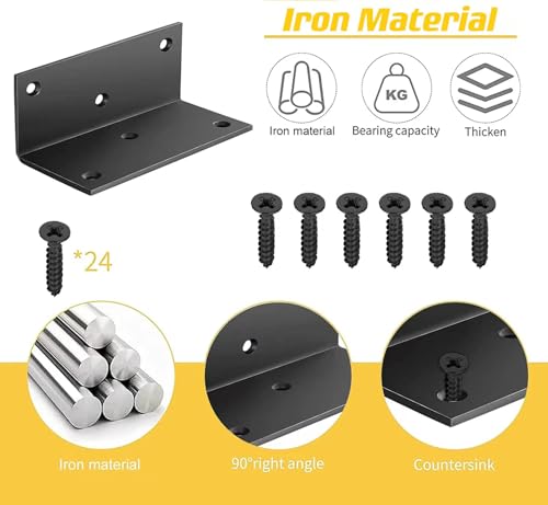 4 PCS Iron 4 Inch L Right Angle Bracket with Screws, 4" x 2" x 2" Metal Joint Bracket 90 Degree Corner Brace for Wood Bookshelf Furniture Cabinet, Thickness 3 mm Heavy Duty Black Brackets 4" x 2" x 2" - 4pcs - Black