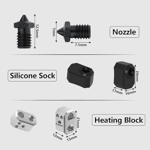 Hotend Kit for Prusa MK4/XL, 3D Printer 24V 40W Hot End Kit Copper Titanium Split Throat Tube Aluminum Heat Block Printer Head with 1 Extra 0.4mm Hardened Nozzle for MK4, MK4 XL