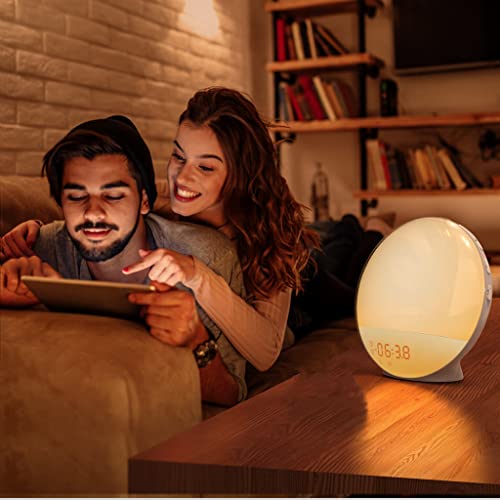 Dekala Sunrise Alarm Clocks for Bedrooms, Wake Up Light with Sunrise Simulation, Clock Radio Dual Alarms & Natural Sounds, Snooze & Sleep Aid, FM Radio, 7 Colors Night Light Classic Version