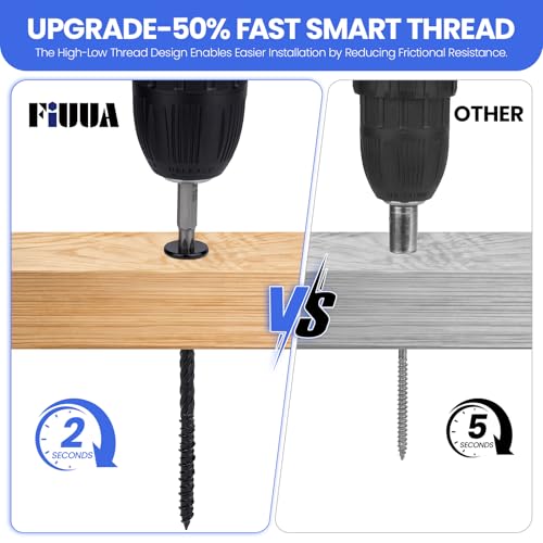 #14 * 6 Wood Structural Lag Screws, 50 Pcs Black Star Drive Deck Screws, Heavy Duty Rust Resistant Timber Screws for Timber/Log/Landscaping Wood 14*6