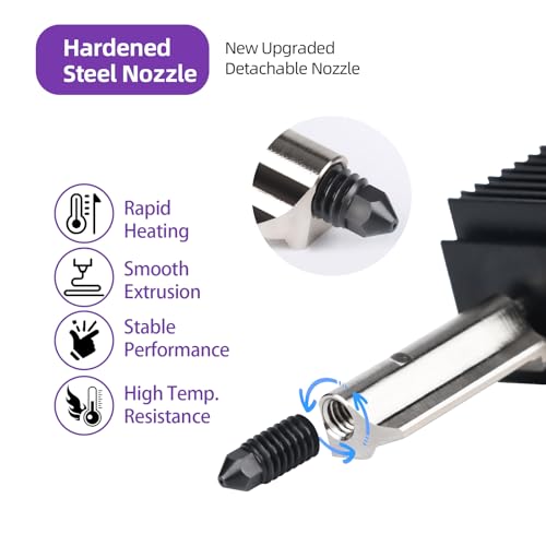 IdeaFormer 2pcs 0.4 mm A1/A1 Mini Hotend for Bambulab, 0.4 mm Hardened Steel Nozzle Hot End Kit A1 Extruder Hotend Set for Bambu Lab A1/A1 Mini