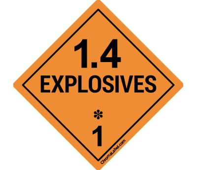 ChromaLabel 2 by 2 Permanent Durable Square D.O.T. Hazard Labels, Hazard Class 1.4 Explosives Label, 100/Roll (100/Roll) 2" x 2"