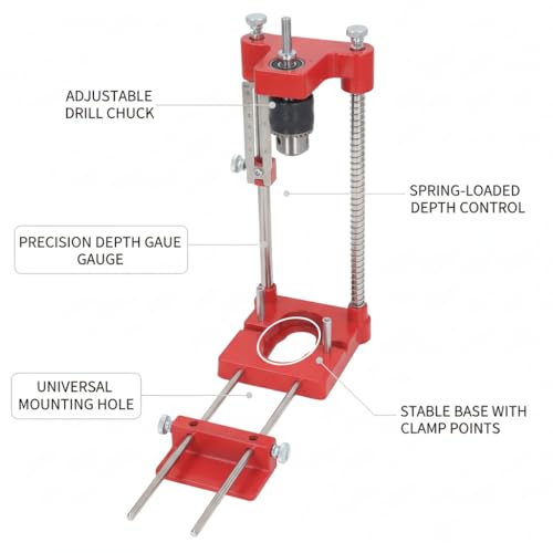 Garosa Portable Drilling Guide, Woodworking Drill Locator, Aluminum Alloy, with Chuck, Adjustable Pin Hole Drilling