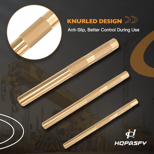 Brass Drift Punch Tool, 3-Piece Set-3/4, 1/2", 3/8" Brass Drift 3-Piece Set (3/4" x 8", 1/2" x 7", 3/8" x 6")