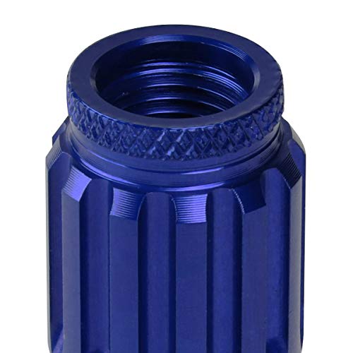 J2 Engineering 7075-T6 Aluminum M12 x 1.25 16Pcs 80mm Tall Spiky Cap Lug Nut w / 4Pcs Lock+Key Blue