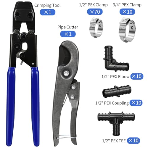 PEX Cinch Clamp Tool Kit, 3/8" to 1" PEX Pipe Clamp Cinch Tool Set 112pcs(PPSU)