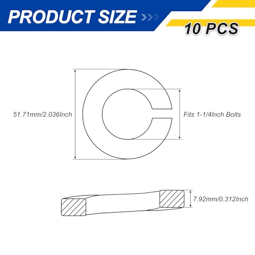 10 Pcs 1-1/4" Split Lock Washer Carbon Steel Black 1-1/4" 10