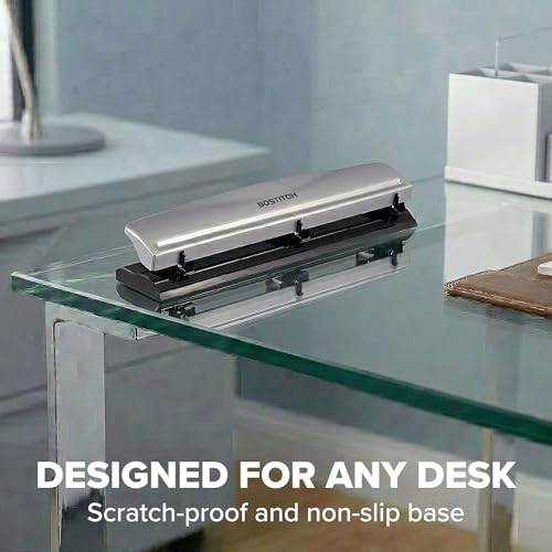 Bostitch Office 3 Hole Punch, Metal, 15 Sheet Capacity, Silver 2 Pack 15 Sheet Silver 2 Pack