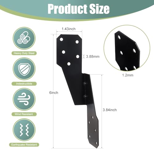 30 Pack Heavy Duty Hurricane Ties with Black Powder-Coated, Hurricane Straps Trusses/Rafters Ties Brackets Joist Hangers for Wood, Shed, Roof 30