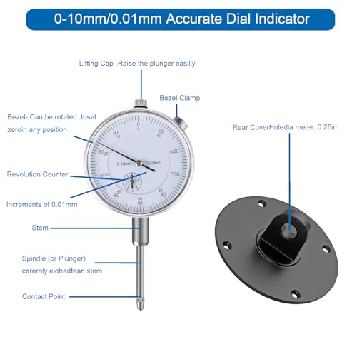HDLNKAK Disc and Rotor/Ball Joint Gage with 0-10mm Metric Dial Indicator 0.01 mm Dial Indicator