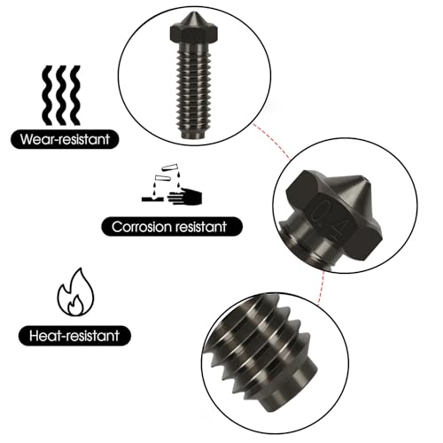 6 Pieces Hardened Steel Nozzles for Anycubic Kobra 2 3D Printer High Temperature Resistance 0.4mm Hardened Steel Nozzles for Cobra 2, Cobra 2 Neo, Kobra 2 Pro, Cobra 2 Plus, Cobra 2 Max Kobra 2 Harden Steel - 0.4mm