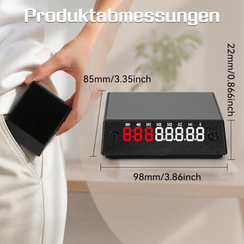 Coffee Scales with Timer, Rechargeable Espresso Scales, 2kg Capacity/0.1g Precision, Mini Coffee Scale with 45° LED Display, 4 Modes for Espresso and Pour-Over Coffee