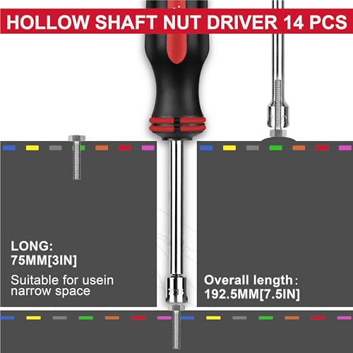 P.I.T. 14 PCS SAE and Metric Nut Driver Set,3/16 to 1/2 Inch & 5 to 11 mm Metric & SAE-14 Piece