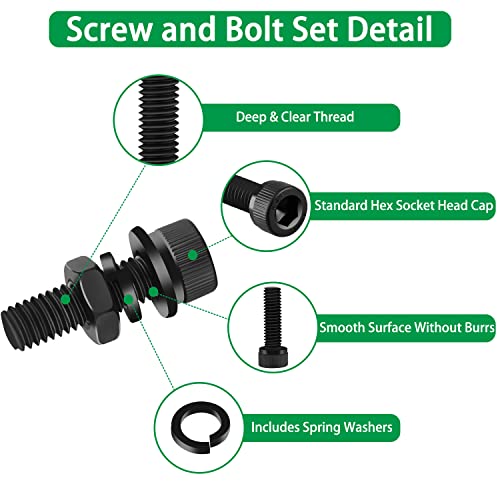 1500PCS Hex Socket Head Cap Screws Nuts and Washers Assortment, M2 M3 M4 M5 M6 and 1500PCS M2 M3 M4 M5 M6 Screw and Nut Assortment Hex Socket Flat Head Cap