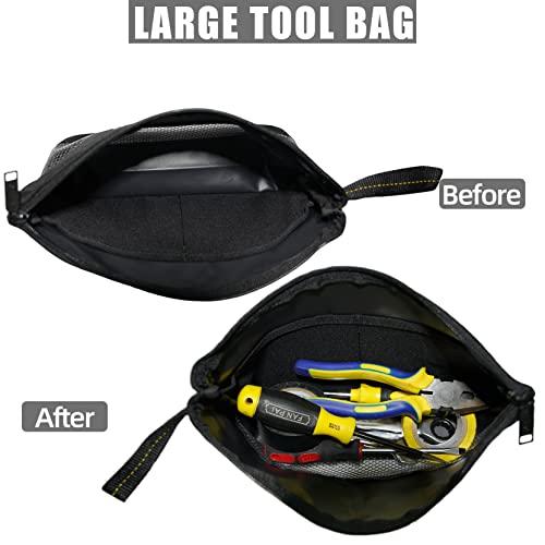 MELOTOUGH Multi Tool Pouch Small Tool Bag Zipper Bag Zipper Pouches + Fastener bag with Mesh Window and Hanging Grommets 3 pack