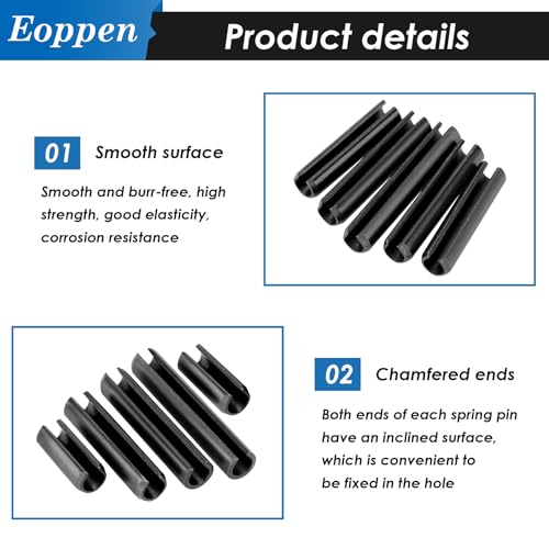 230Pcs SAE Roll Pin Assortment Set - Slotted Spring Pins Steel Split Expansion Pin 10 Sizes 1/16 5/64 3/32 1/8 5/32 3/16 7/32 1/4 5/16 3/8 Inch for Home Improvement Automotive Repair