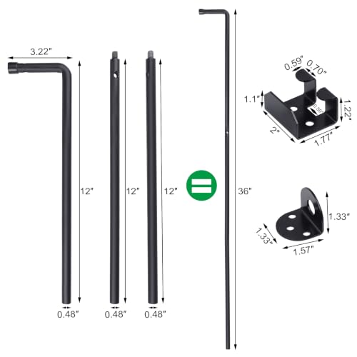 Heavy Duty Gate Anchor Cane Bolt –1 Pcs 36 (3x12) Inch Drop Rod Stake for Wooden Fences Gates – Prevent Swinging & Sagging – for Gate Drop Rod, Steel, Black 1