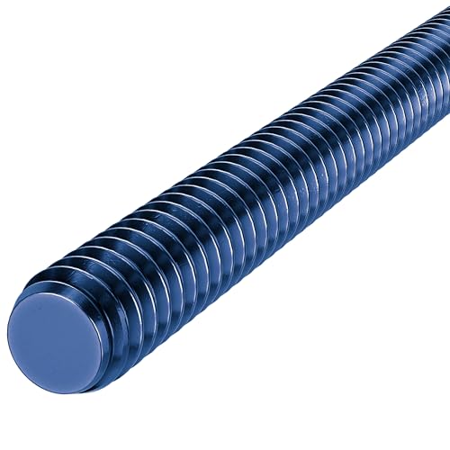 4 Inch Blue Teflon Coated Stud and Hex Nut, B7 Grade, 1/2"-13, All Thread, Sterling Seal & Supply (Pack of 10)