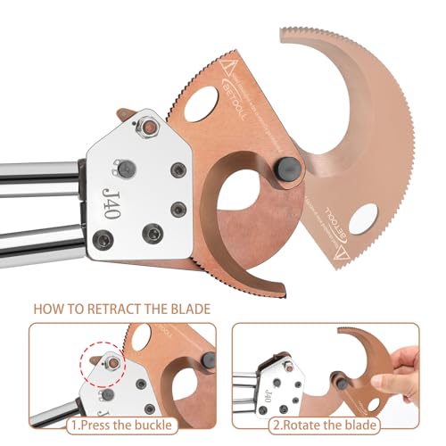 BETOOLL Heavy Duty Aluminum Copper Ratchet Cable Cutters up to 300mm² Wire Cutters 600mcm